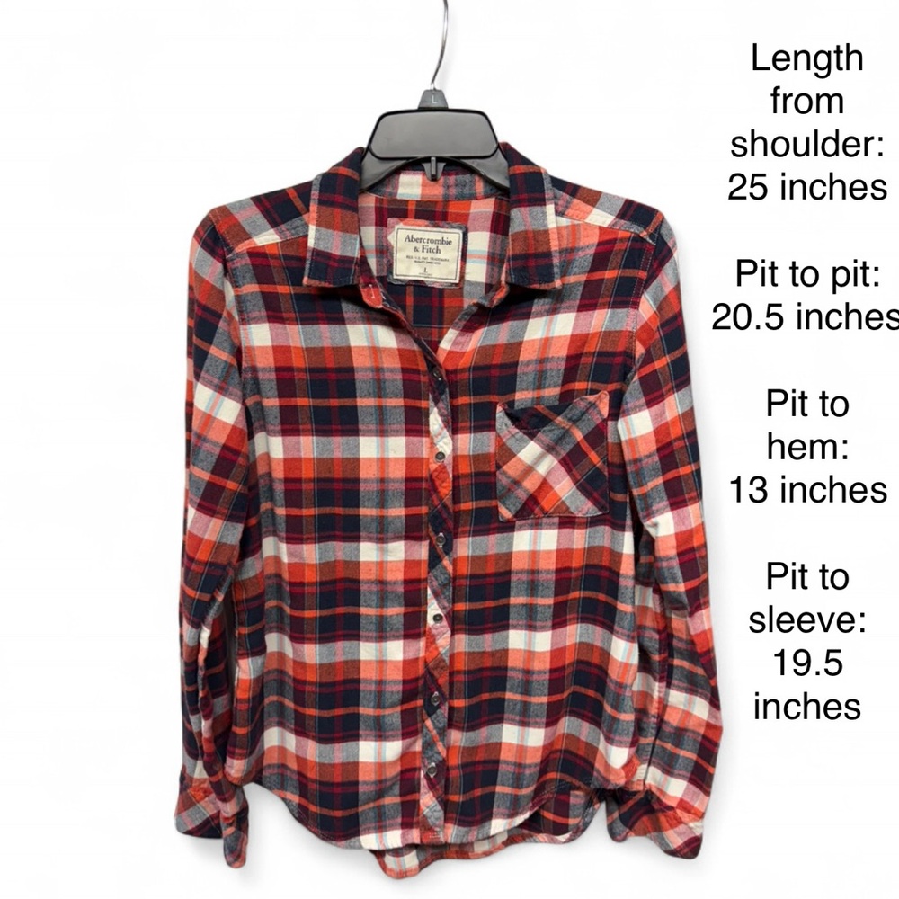 Abercrombie & Fitch Red Plaid Flannel Button
Down Shirt - Size Large